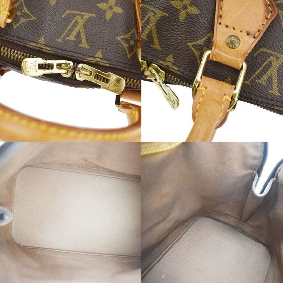 Authentic LOUIS VUITTON LV Logo Alma Hand Bag Monogram Leather Brown France - Picture 9 of 10